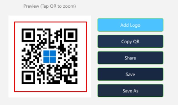 A QR code for the connected WiFi network will be created