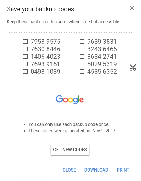 Backup Codes
