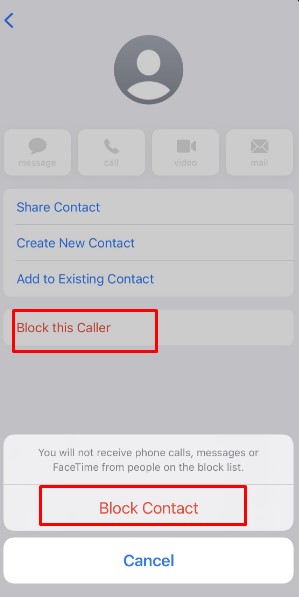 Choose block this caller