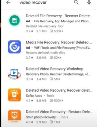 Choose the “video recovery- restore” application