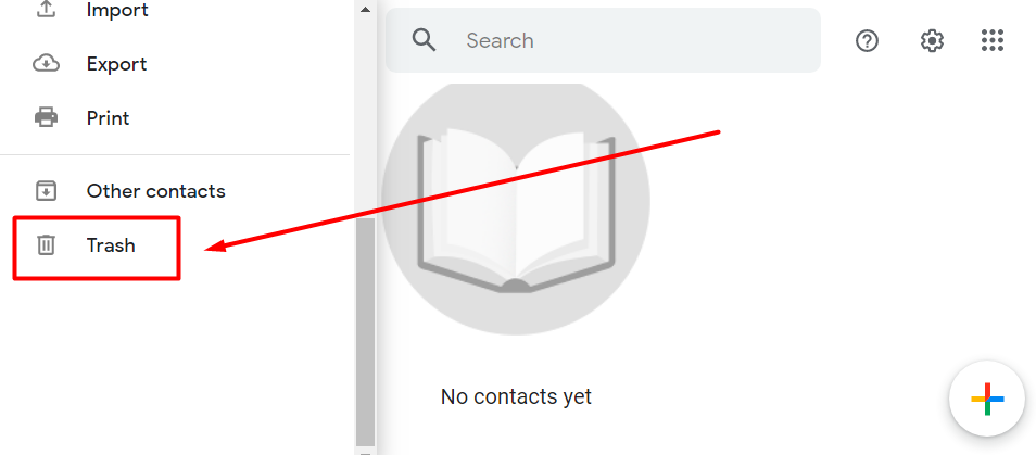 Click on Trash from the left menu under the Create Contact segment