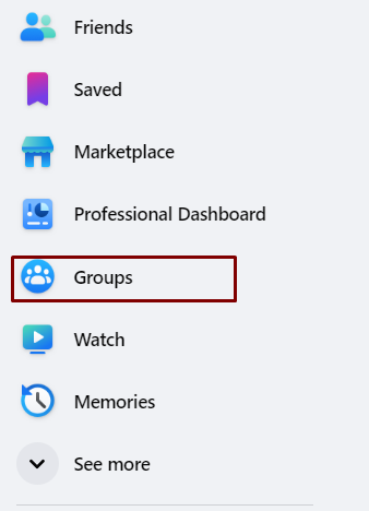 Click on the “Groups” section from your profile