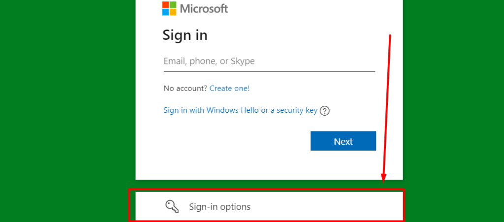 Click on the Sign-in options option