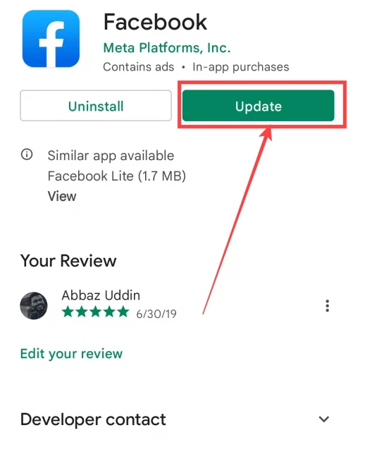Click on the “Update” option to get it updated