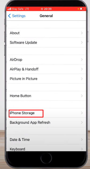 Click on the iPhone Storage