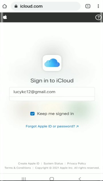 Click on the login to your iCloud account