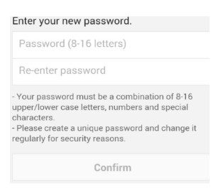 Create a new password and login