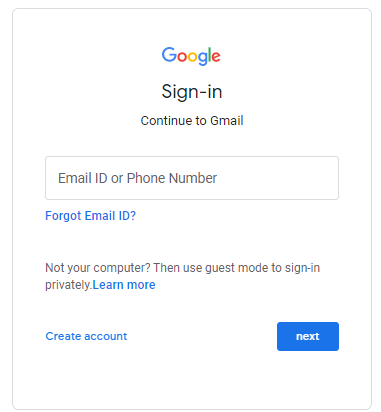 Enter Your Google Account And Password