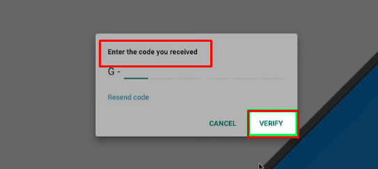 Enter the code you received in the box