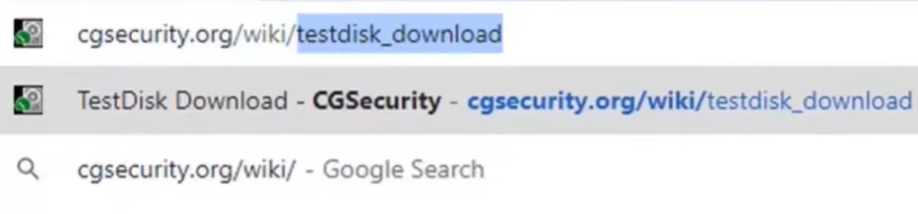 Go to your browser and type cgsecurity.org wiki testdisk download