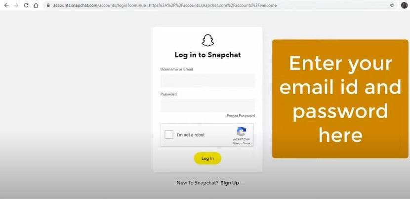 Log in to your Snapchat account
