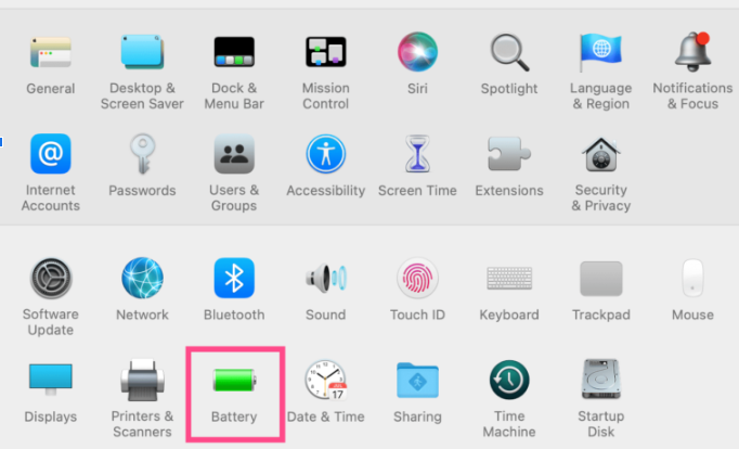 MacBook battery setting