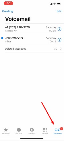 Open the Voicemail tab in the Phone app