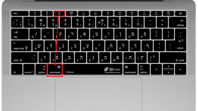 Press, and hold the “Command+F3” keys