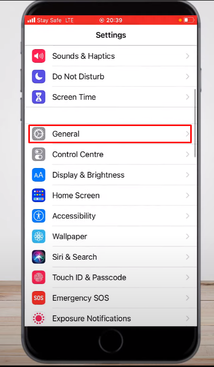 Press on the “General Settings”
