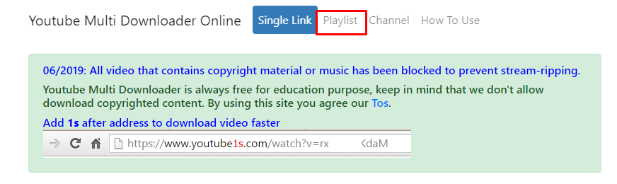 Press on the “Playlist” option from the above next to the Single Link option