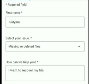 Provide your first name, and type of issue and submit the form