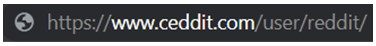 Replace the “Reddit” from the URL and paste “Ceddit”