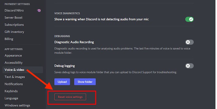 Scroll down to the end of the screen and select Reset Voice Settings