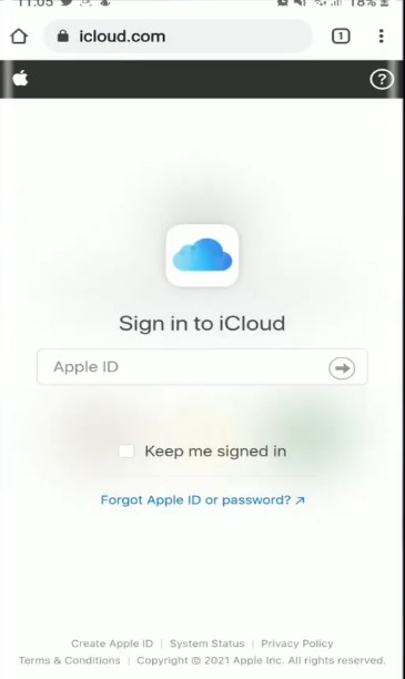 Search for iCloud in your browser