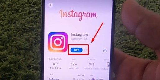 Select “Instagram” from the displaying search result and tap on the “Get” option
