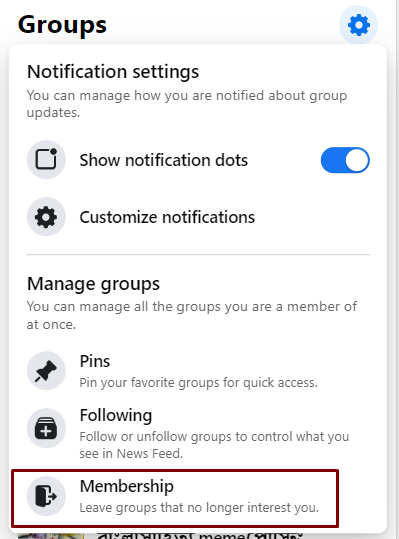 Select “Membership” below to see the list of your group