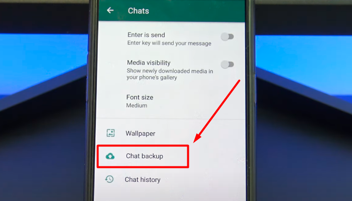 Select Settings from the drop-down menu and then tap on Chat backup