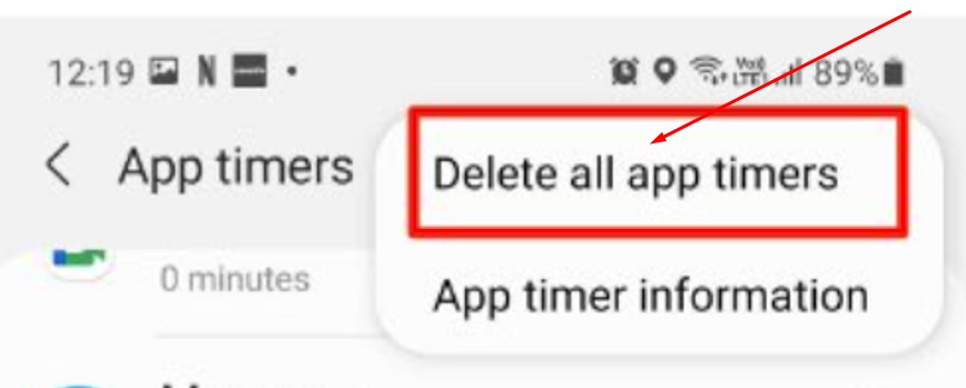 Select delete all app timer