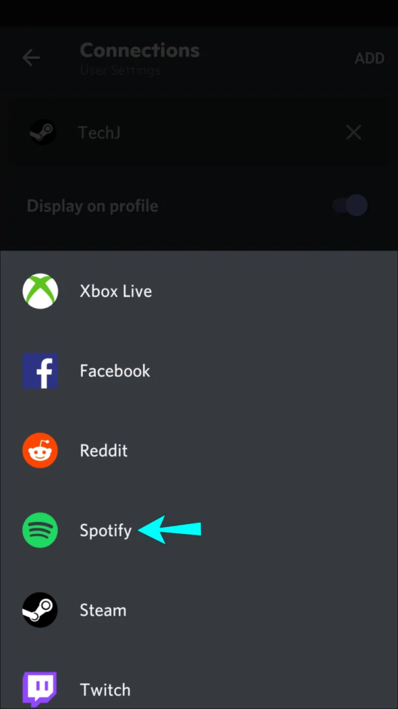 Select the Spotify icon and access Spotify’s login page