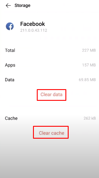 Tap on the “Clear Data” and then “Clear Cache”