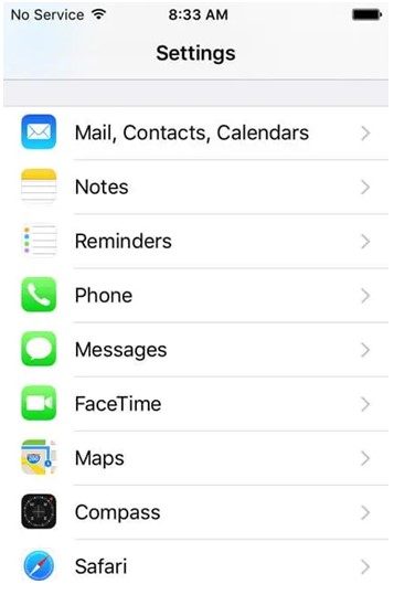 Tap on the Mail, Contacts, Calendar option