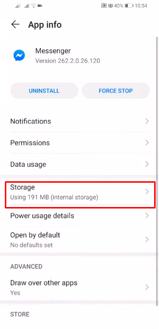 Tap on the app, and you’ll see the “Storage” option below