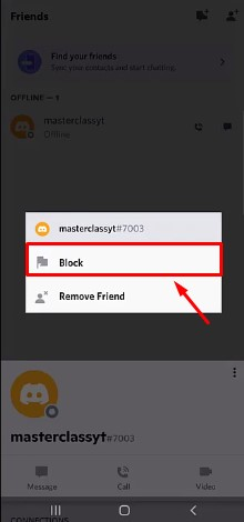 click on the Block option