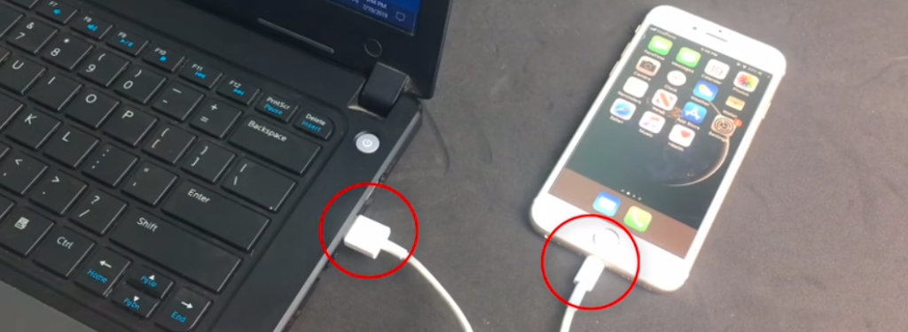 connect your Apple device with the computer using a cable