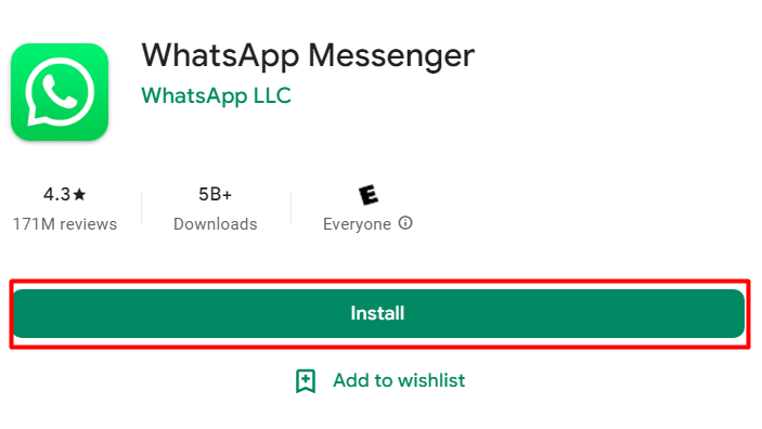 create a new account by installing WhatsApp
