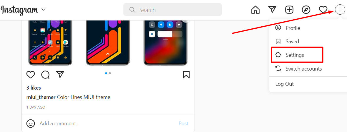 hit your profile photo icon, located on the top-right edge