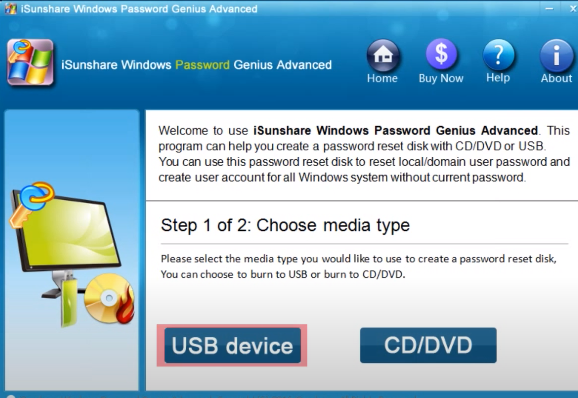 launch the program and attach a USB drive to that PC. Then choose USB device