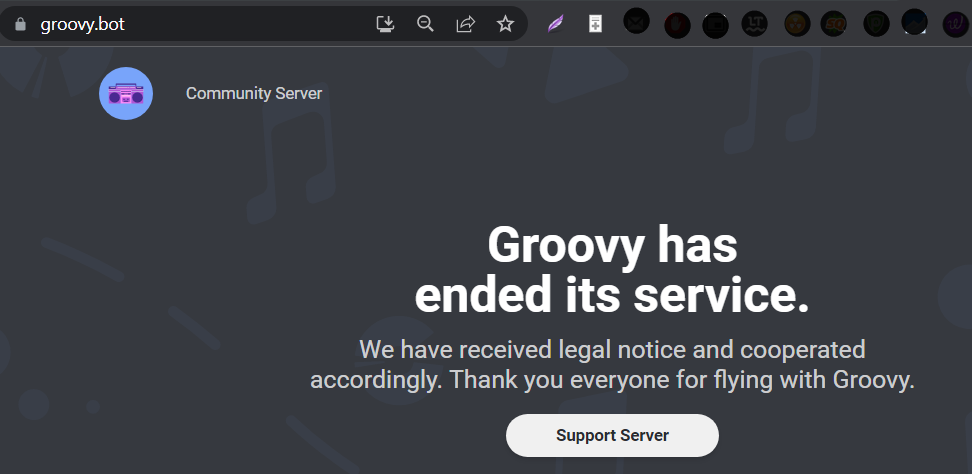 log into Discord and head over to the Groovy Music Bot website
