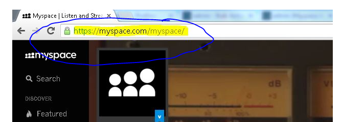 old myspace profile name in the search box on the top part of the left side of Myspace