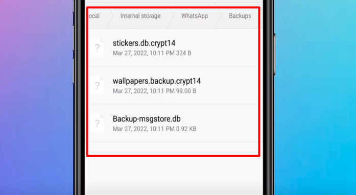 paste your saved backup file on the local storage or SD card to WhatsApp to Databases