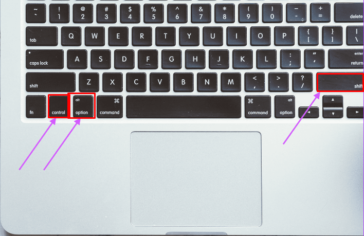 press and hold the “Option+Control+Shift” key
