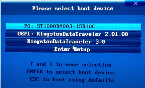 press the F12 key to boot from the USB drive
