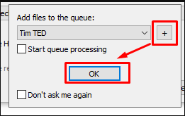 press the “+” button beside it to create a new queue