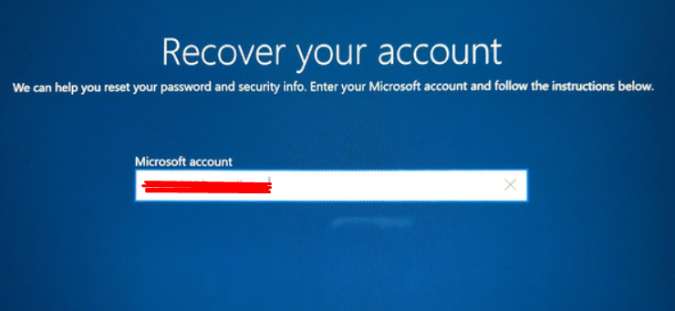 put your Microsoft account and simply enter your email address and hit enter