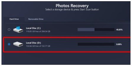 select the drive where you have the Facebook folder saved