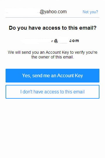 tap on the Yes, text me an Account Key