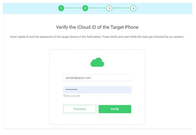 verify the icloud id of the target phone